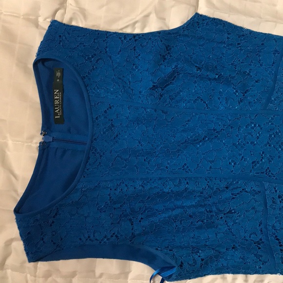 Royal Blue Lace Sleeveless Dress - Picture 3 of 4